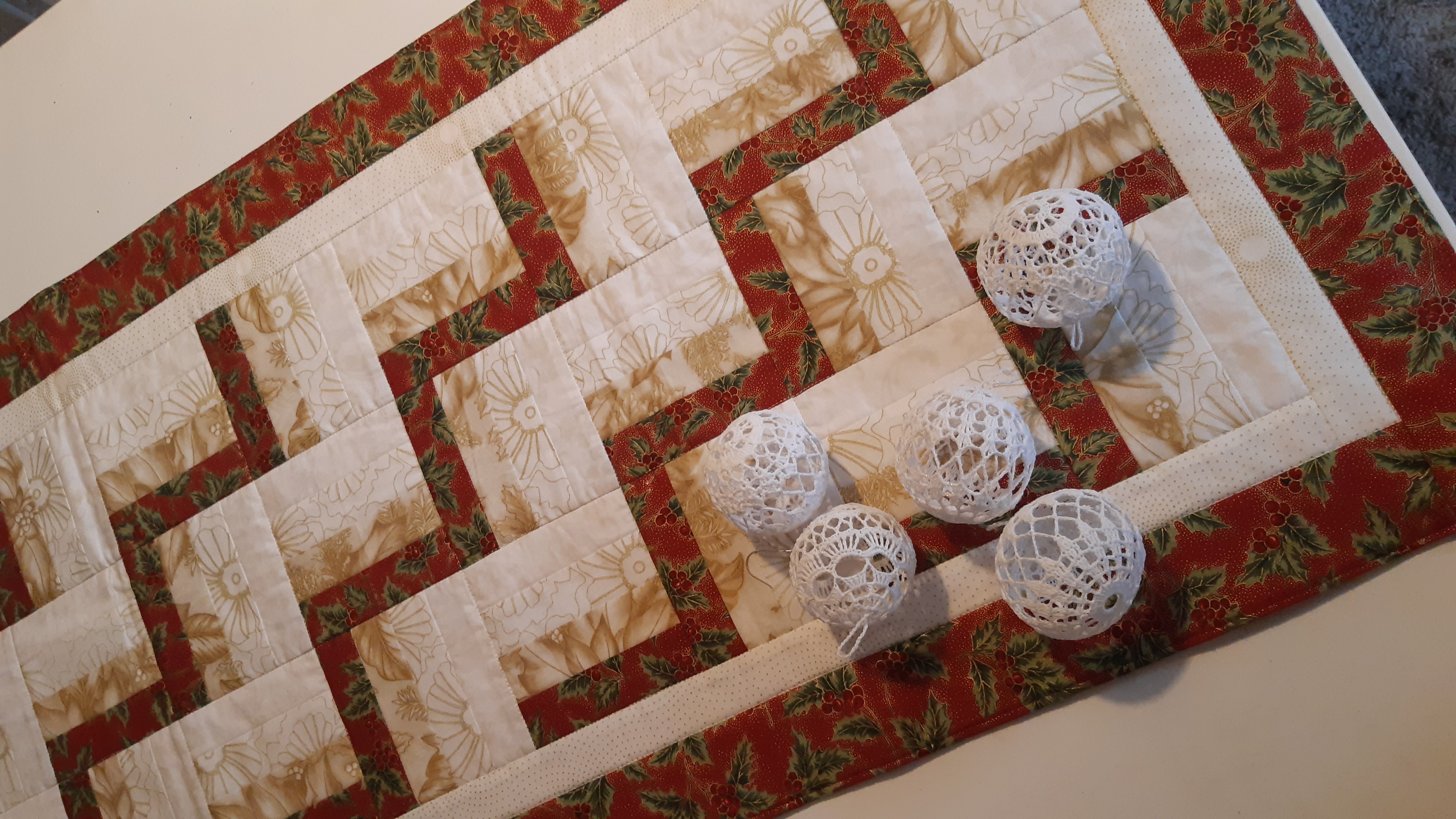 Šálový ubrus - Rail Fence 1.modrý